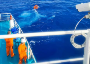 Orange Ocean fruit juice tanker saves solo boater from sinking vessel