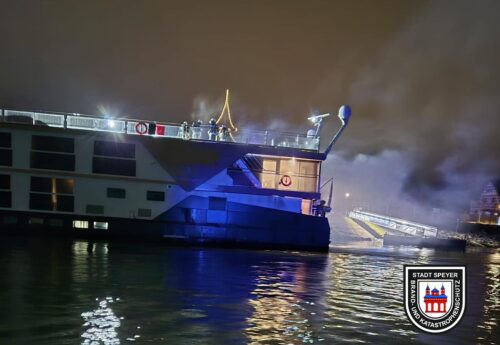 River cruise ship on fire