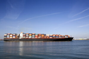 Container vessel in Port of Rotterdam.