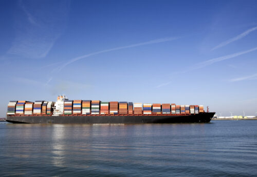 Container vessel in Port of Rotterdam.