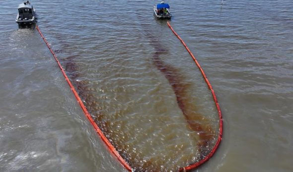 Oil discharge under control near Garden Island Bay, Louisiana