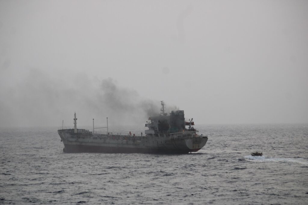 Indian Navy comes to aid of Oman-bound product tanker on fire