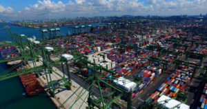 New crane tipped over during delivery at Singapore’s Tuas Port