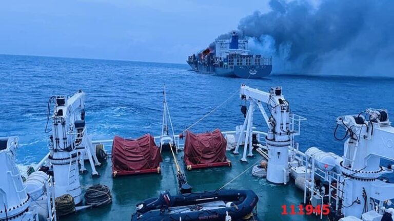 Explosion, fire on Wan Hai boxship off India’s Kerala; Four crew missing