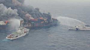Explosion, fire on Wan Hai boxship off India’s Kerala; Four crew missing