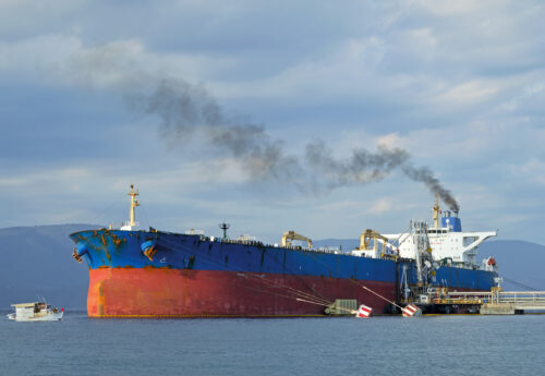 Tanker loading at oil terminal