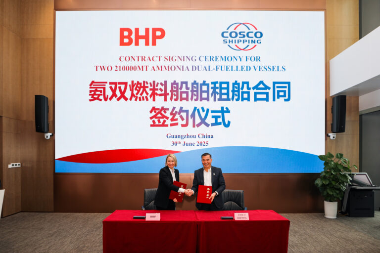 BHP signs charters with COSCO for two ammonia dual-fuelled bulkers
