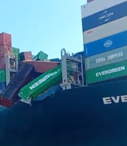 Stack collapse on Evergreen containership off Rio Grande
