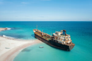 Mv Gulf Dove stranded on the Beach of Socotra Island, Yemen
