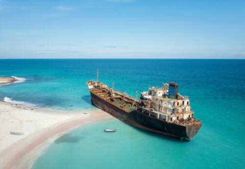 Mv Gulf Dove stranded on the Beach of Socotra Island, Yemen