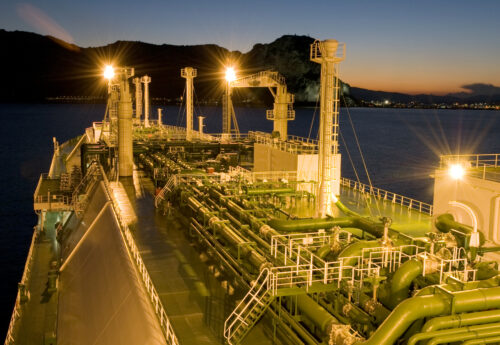 Deck view of LNG Carrier