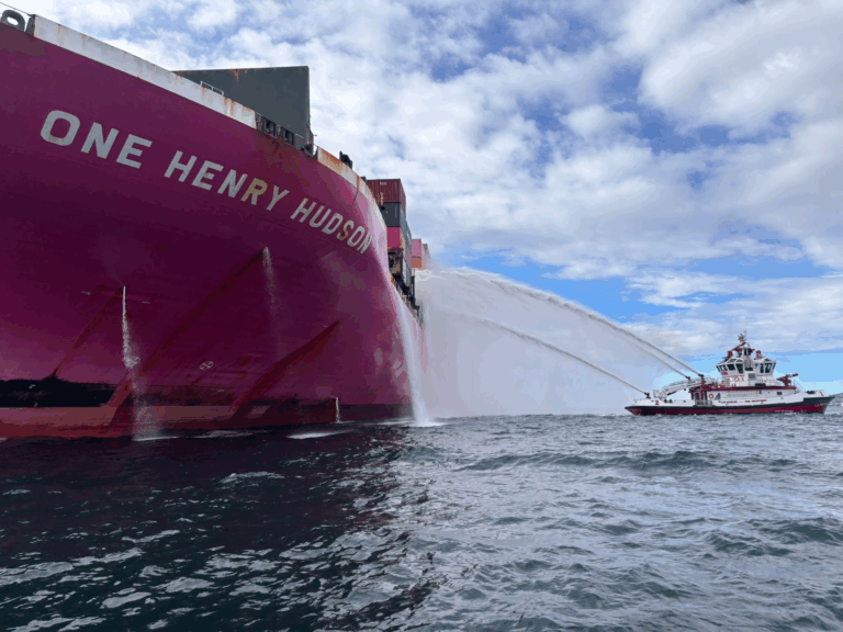 Fire-hit container ship at Port of LA towed to anchorage; all crew members accounted for
