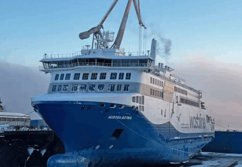 Wasaline's Aurora Bothnia in drydock