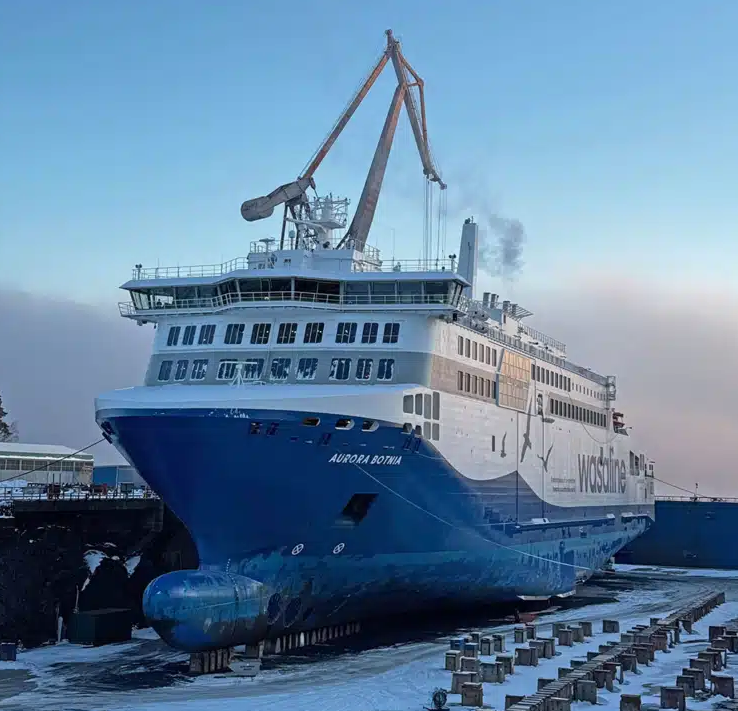Wasaline's Aurora Bothnia in drydock