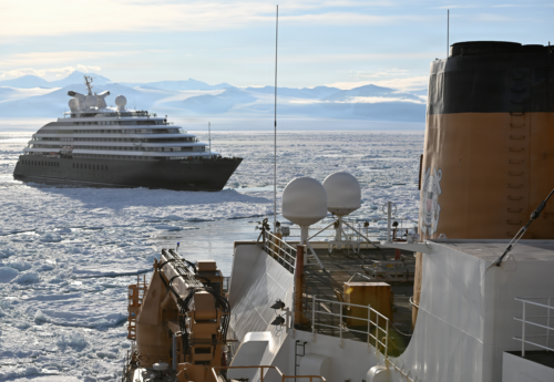 USCG Polar Star frees cruise ship caught in pack ice
