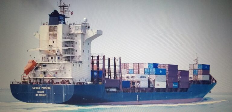 Container vessel hit by projectile in Hormuz forcing crew to abandon ship