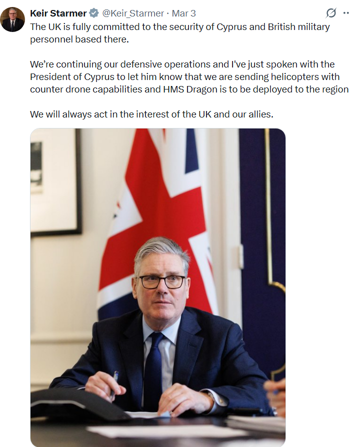 UK deploys warship in Cyprus over drone attack; Hellenic Navy frigates arrived