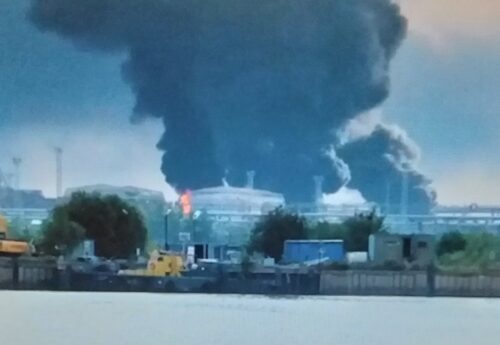 Ukrainian drones hit Russian port oil infrastructure
