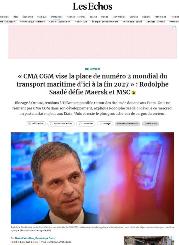 CMA CGM poised to take over Maersk in 2027 as second largest liner operator
